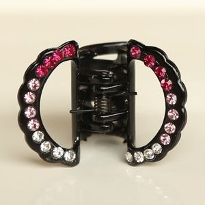 NWT BLACK  WITH COLORED RHINESTONE HAIR CLAW